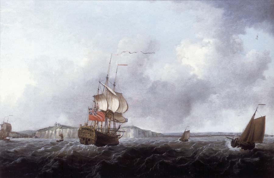 Francis Swaine A large two-decker and a cutter off Dover